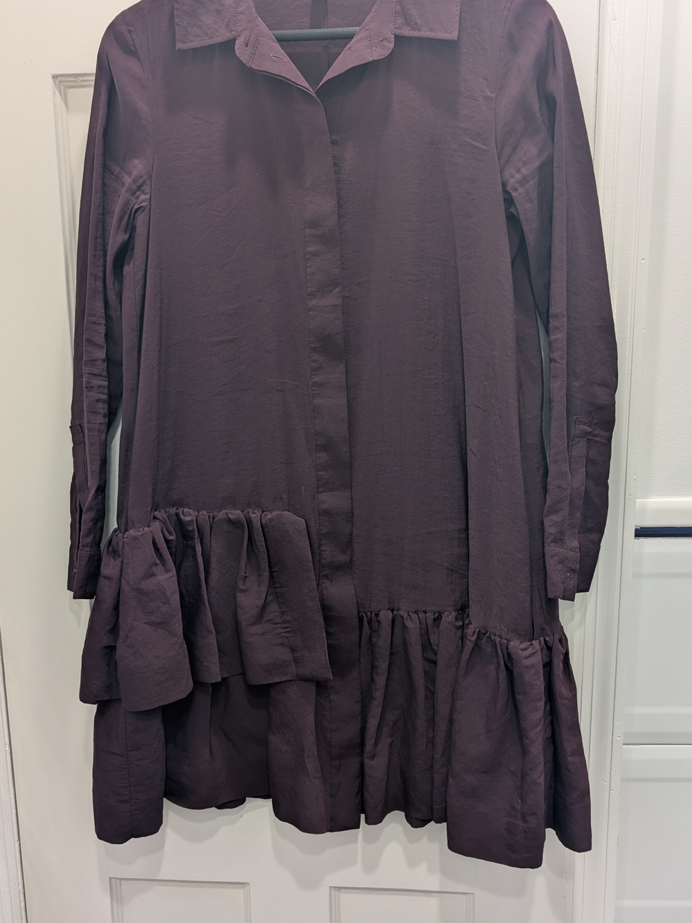 COS Button-Front Tunic Dress in Plum